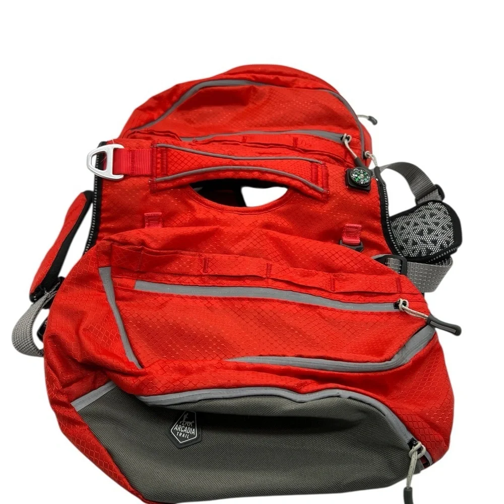 Arcadia Trail Ultimate Backpack Dog Harness Red and Gray Size Medium